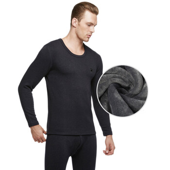 花花公子保暖内衣男套装加绒加厚中老年保暖内衣棉羊毛秋冬圆领情侣款