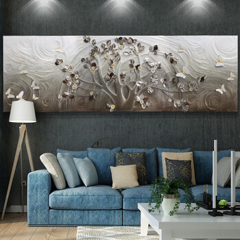 客厅装饰画沙发背景墙挂画浮雕画立体发财树壁画大尺寸整幅墙画 横版