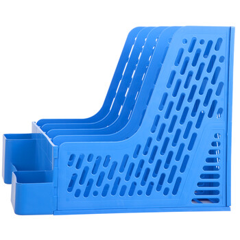 齐心(COMIX)加厚带笔筒 四联文件架文件框 耐用文件筐资料架 蓝B2034 齐心(COMIX)加厚带笔筒 四联文件架文件框 耐用文件筐资料架 蓝B2034