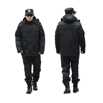 折扣新款现货供应黑色特警作训服特勤服作战服保安服特保棉服棉大衣