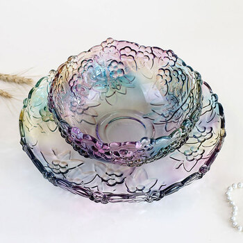 果盆 梅花时尚创意欧式家居客厅茶几 婚庆礼品套件 琉璃色(果盘果斗)