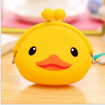卡通钱包零钱包硅胶钱包卡通硅胶手拿零钱包钥匙包1号黄小鸭