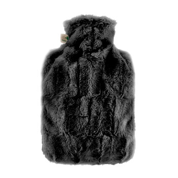 长毛绒外套热水袋充注水暖手 黑色