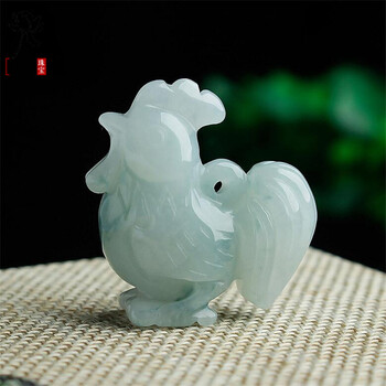 语涵 翡翠十二生肖鸡吊坠飘花玉石鸡挂件玉立体鸡玉坠 礼物