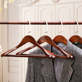 井然实木衣架西装宽肩木质衣挂木头衣服架大衣衣撑防滑木制衣架子 【4