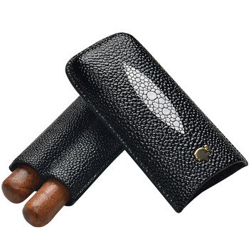 雪茄皮套雪茄套装雪茄套便携式保湿雪茄套2支装雪茄烟具配件皮套