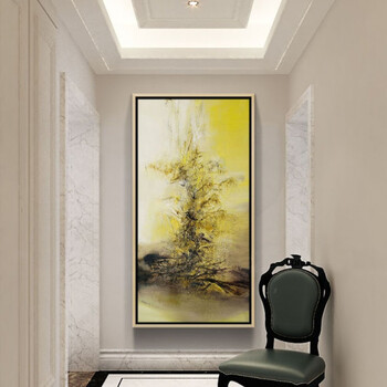 样板房现代简约无框画手绘抽象油画赵无极装饰画别墅玄关 a款框装裱