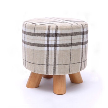 艾蜗居 创意矮凳小板凳矮腿布艺沙发凳换鞋凳圆墩子 四腿大格子
