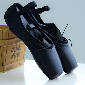 丹诗戈芭蕾舞鞋女硬底足尖鞋成人缎面儿童舞蹈鞋 黑色(穿脚套买大2码)