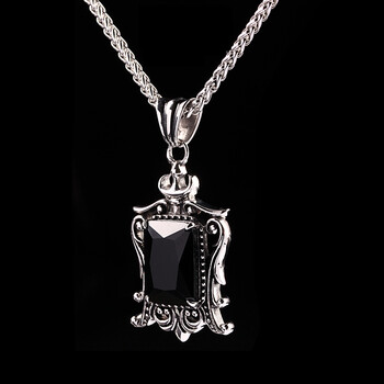 法国ideearts项链男 时尚绿宝石魔镜吊坠 潮男复古水晶项链饰品 个性