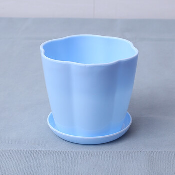 花瓣形花盆树脂多肉花盆仿陶瓷熟料花盆绿植盆栽大花盆托盘 蓝色 特小