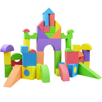 智邦儿童大块泡沫积木50块eva软体海绵积木特大号拼搭拼装益智玩具 50