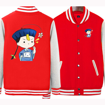 aotu 卡通可爱小僵尸外套男女加绒棒球服衫韩版修身夹克学生卫衣情侣