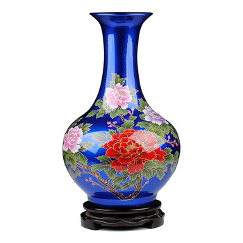 
                                                            瓷物语摆件装饰品陶瓷花瓶客厅家居工艺品水晶釉花开富贵景德镇陶瓷礼品 赏瓶深蓝                