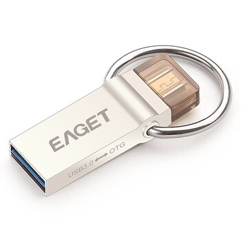 
                                        忆捷（EAGET）32GB USB3.0 U盘 V90双接口OTG高速全金属安卓手机电脑多用车载优盘                