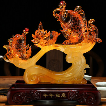 全力年年如意鱼树脂如意摆件招财风水工艺品店铺公司开业送礼物新年