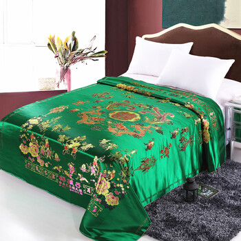 馨朵芙家纺 杭州丝绸织锦缎软锻被面子结婚喜被 婚庆缎子龙凤鸳鸯百子