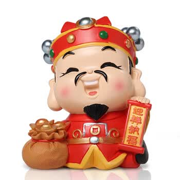 吉善缘 q版旺财发财神摆件公仔迷你萌摆件客厅装饰品招财小摆件家居