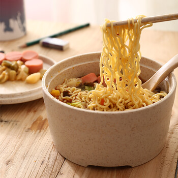 扬格美耐皿泡面碗日式带盖方便面碗大号学生碗筷便当套装密胺仿瓷餐具