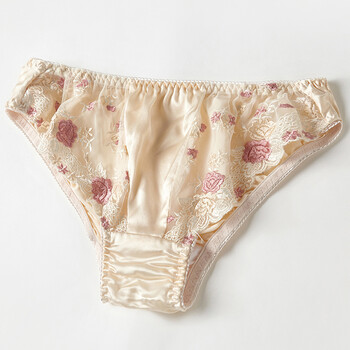 丝煌真丝内裤女桑蚕丝玫瑰蕾丝性感低腰三角裤 皮肤色 1147 xl