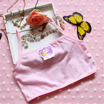 无钢圈发育期春夏季女童学生透气舒适细带儿童裹胸内衣小背心 粉色