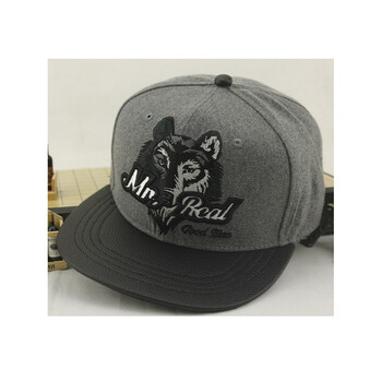 不二童装 儿童帽子男童中大童2017秋冬款遮阳狼头印花毛呢平沿嘻哈帽