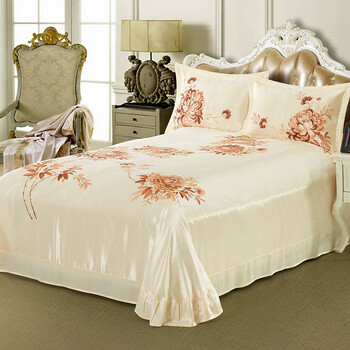 丝煌真丝床单单件100桑蚕丝手绘真丝床品 香兰满庭 2.