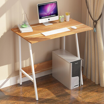 欧意朗笔记本电脑桌简易办公桌 写字台式书桌子 80厘米款红枫木色