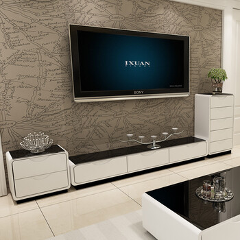 乐思曼电视柜简约现代组合钢化玻璃烤漆客厅家具 二斗柜 1.