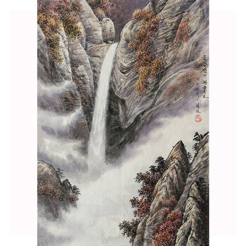 朝鲜一级画家 崔日《金刚山的观音瀑布》06拍卖已结束朝鲜功勋画家