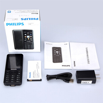 
                                        飞利浦（PHILIPS） E180 经典黑 时尚直板 超长待机 移动联通2G 双卡双待 老人手机 学生备用功能机                