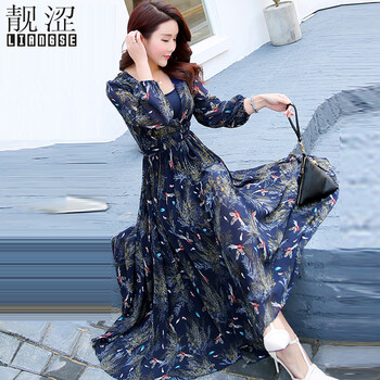 7分袖连衣长裙夏