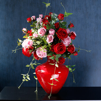 原野  戴安娜皇室玫瑰整体花艺套装 高档装修仿真花卉