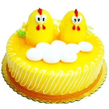 送达配送卡通生肖蛋糕预定北京上海广州苏州杭州全国同城可爱小鸡8寸