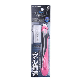 国誉(KOKUYO)美工刀小号FLANE安全便携手工刀裁纸刀附刀片收纳盒 办公用品 粉红 1个 HA-S100P