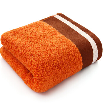 三利 纯棉色彩家生活面巾 34×73cm 平布缎边毛巾 赤橙色