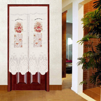
                                        家的感觉 布艺花篮窗帘挂帘成品 可防蚊隔断门帘 送杆 其他 85*90cm                