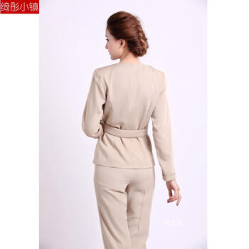 
                                        绮彤小镇2015春夏秋冬装时尚新款美容师工作服美容服美容师服装美容院工作服套装套裤职业装 粉红色 XXL 胸围96cm                