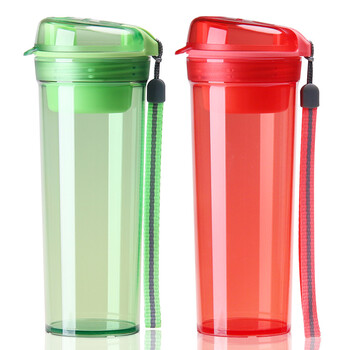 特百惠水杯400ml晶彩茶韵杯子2件套 香瓜绿和石榴红