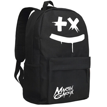 sai lv 小马丁盖瑞斯百大dj电音周边包包 双肩包背包 黑色 白笑脸 29