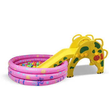 宝宝上下滑滑梯玩具幼儿园滑梯 黄色恐龙滑梯 球池 小球