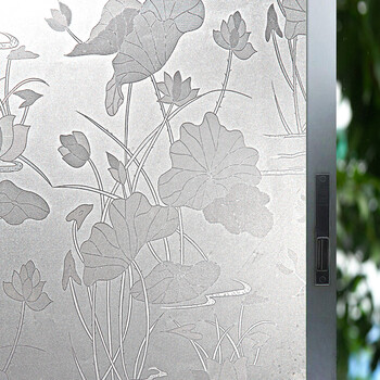 磨砂玻璃贴膜透光不透明办公室浴室卫生间窗花窗户窗贴纸45cm 荷花