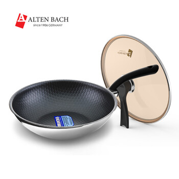 
                                        阿尔滕巴赫（ALTENBACH）德国品质进口不锈钢医用材质不粘锅电磁炉通用炒锅 炒菜锅 30CM送锅盖                