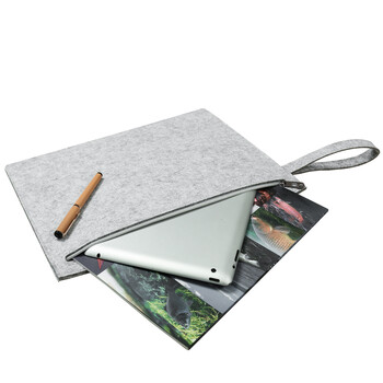 信发 TRNFA MZ-109 横版灰色毛毡文件袋/手拎拉链公文包 办公生活收纳袋/A4资料套/笔记本保护套袋