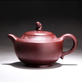 原矿紫泥 《达摩问禅》宜兴紫砂  工艺美术师 朱建平之作 400cc