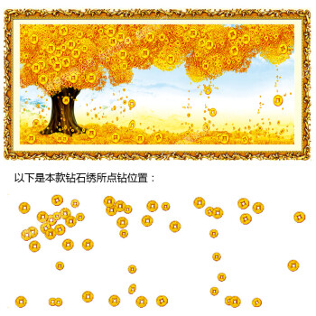 水晶钻石十字绣新款钻石画黄金满地满钻石绣贴钻画摇钱树大幅客厅风景画系列餐厅砖石秀圆钻发财树 皇室Z240 长1.51米*宽0.59米