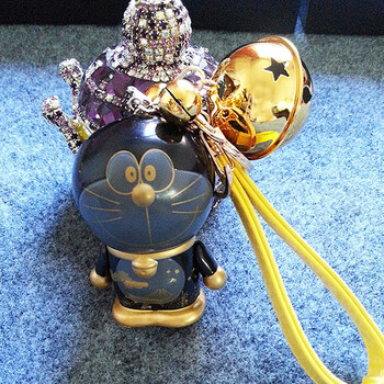 铃铛机器猫钥匙扣 哆啦a梦挂件 叮当猫汽车钥匙扣女士情侣钥匙链 黑色