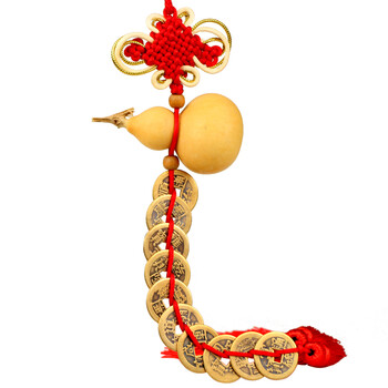 广缘德五帝铜钱葫芦挂饰天然葫芦挂件文玩家居工艺装饰品摆件 葫芦十