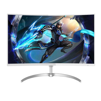 6/27/32英寸mva面板1800r曲面电脑液晶显示器 白色