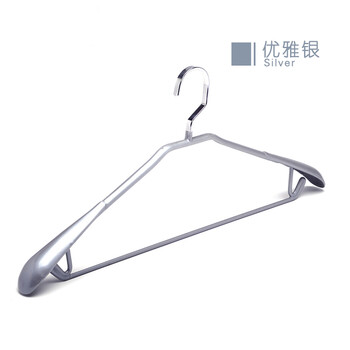 
                                        九月红 宽肩防滑无痕衣架衣挂 男士衣服挂浸塑衣架子 多功能晾衣架衣撑10支 JD1102 优雅银色 10支装                